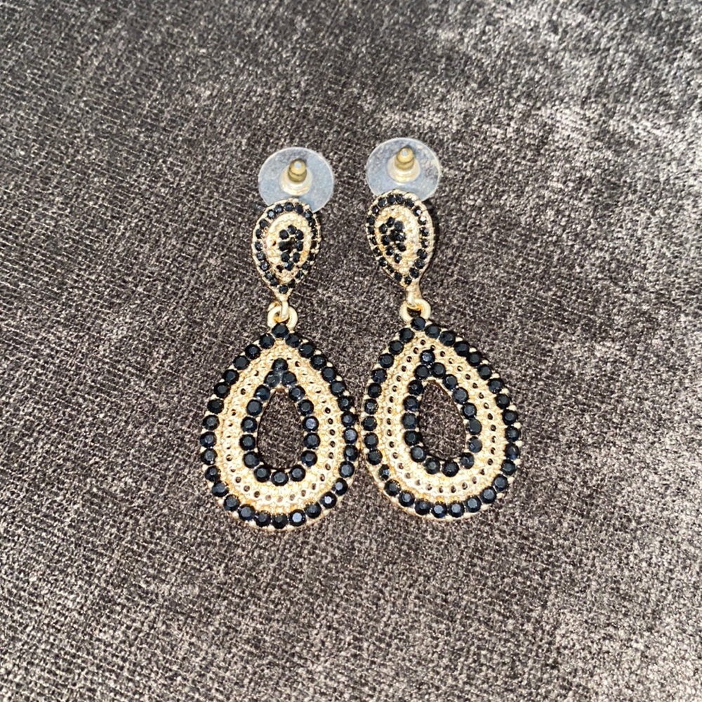 Gold with black tone earring